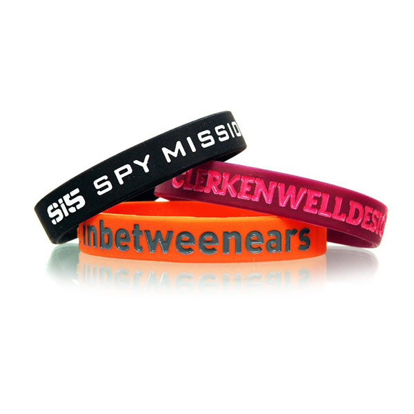 1-color fill debossed silicone bracelet