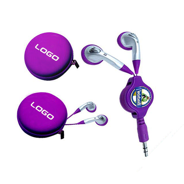 Retractable earphone with storage case