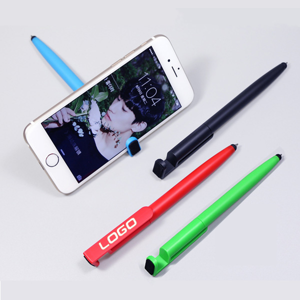 4-in-1 click stylus pen with phone stand and screen wipe