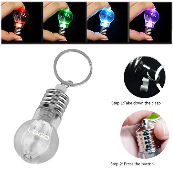 Bulb shaped LED flashlight keychain
