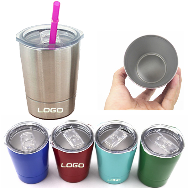 8.5oz Colored Stainless Steel Sippy Cup w/ Lid & Straw 