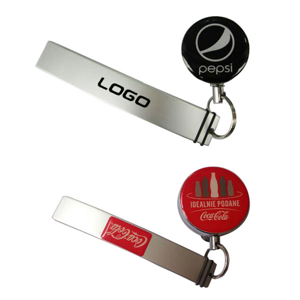 Retractable badge holder with bottle opener