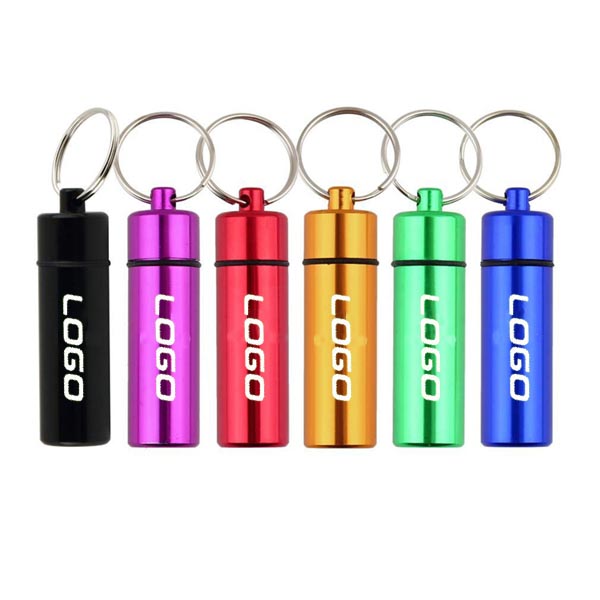 Aluminum pill holder keychain